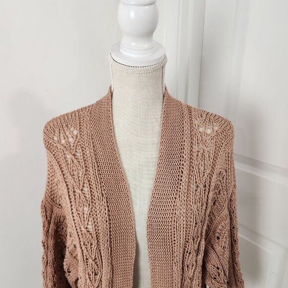 Johnny Was Sweater Womens M Neutral Beige Calme Cardigan Tunic Boho Western - Picture 2 of 13